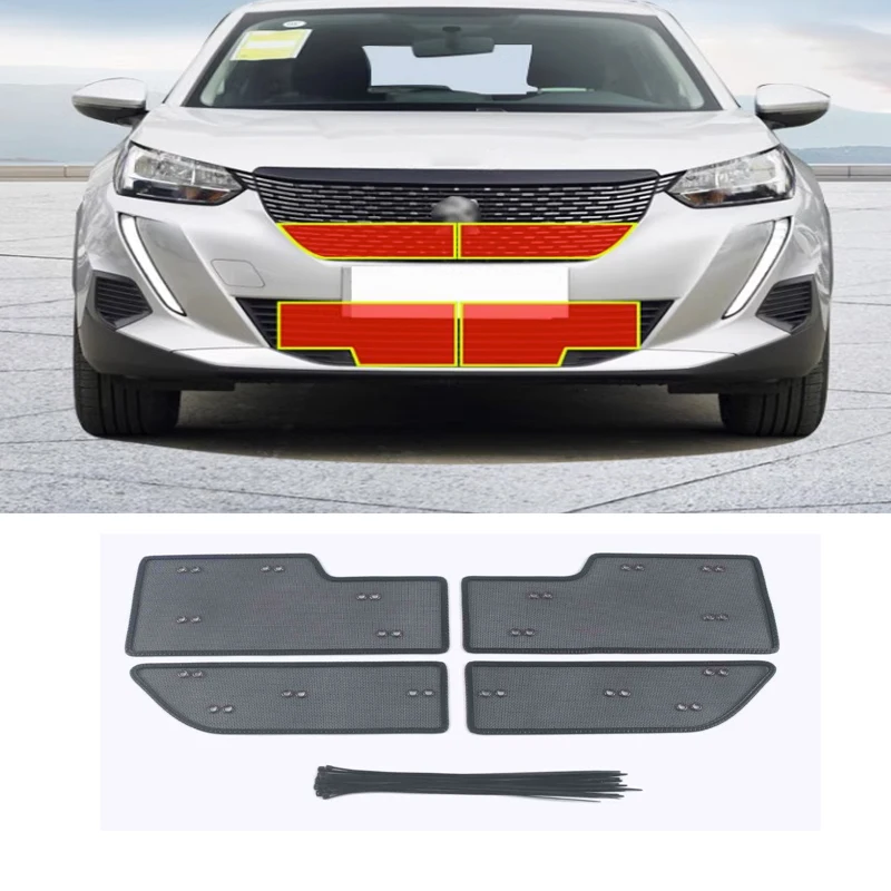 

For Peugeot 2008 2020 2021 2022 2023 Front Grille Net Cover Stainless steel Accessories Middle Screening Mesh Front Grille Mesh