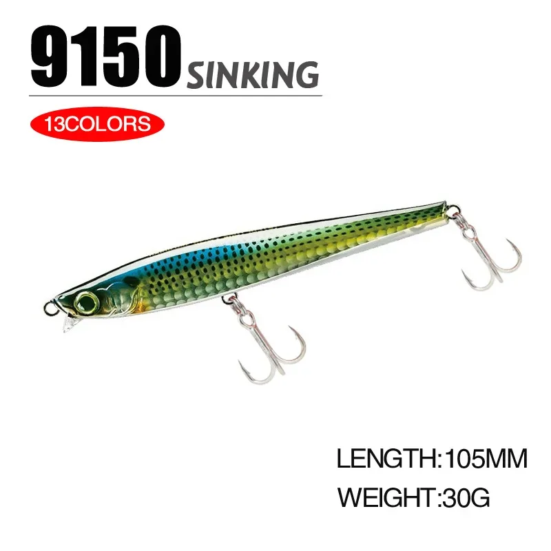 105mm 30g Long Casting Saltwater Sinking Minnow Fishing Lures Monster Shot Artificial Bait Sea Trolling Swimbait Fishing Tackle