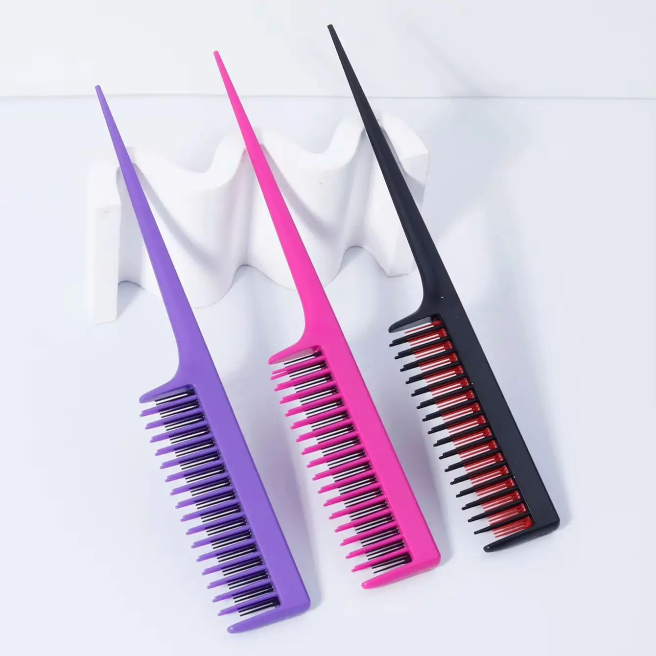 3piece set of pointed tail comb tool structure comb, used for combing the back and root comb, Special for Real Hair Wigs