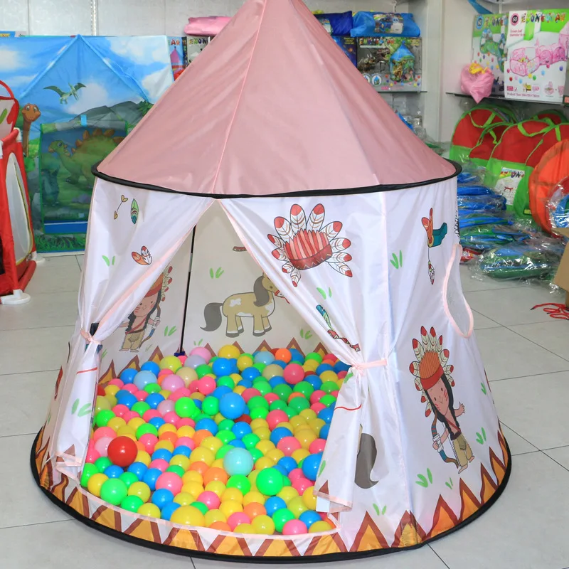 Tenda indiana portátil para crianças, grande casa de jogos, piscina de bolas oceânicas, castelos de princesinha, tenda infantil interior e exterior