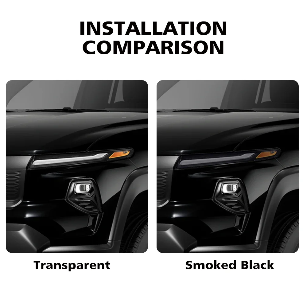 TPU Headlight Protective Film For Chevrolet Silverado EV ZR2/RST Smoke Black Gloss Pre-Cut PPF Anti-Scratch Vinyl Wrap Cover Kit