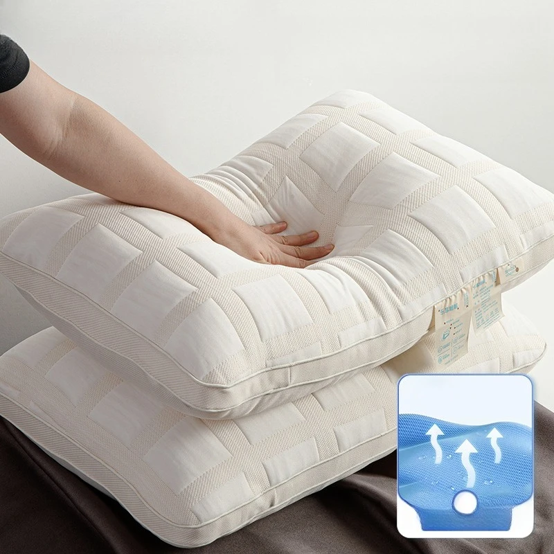 Japanese Hotel Pillow High Resilience Pillow Core Non Collapse Durable Knit Fabric Soft Breathable Neck Support