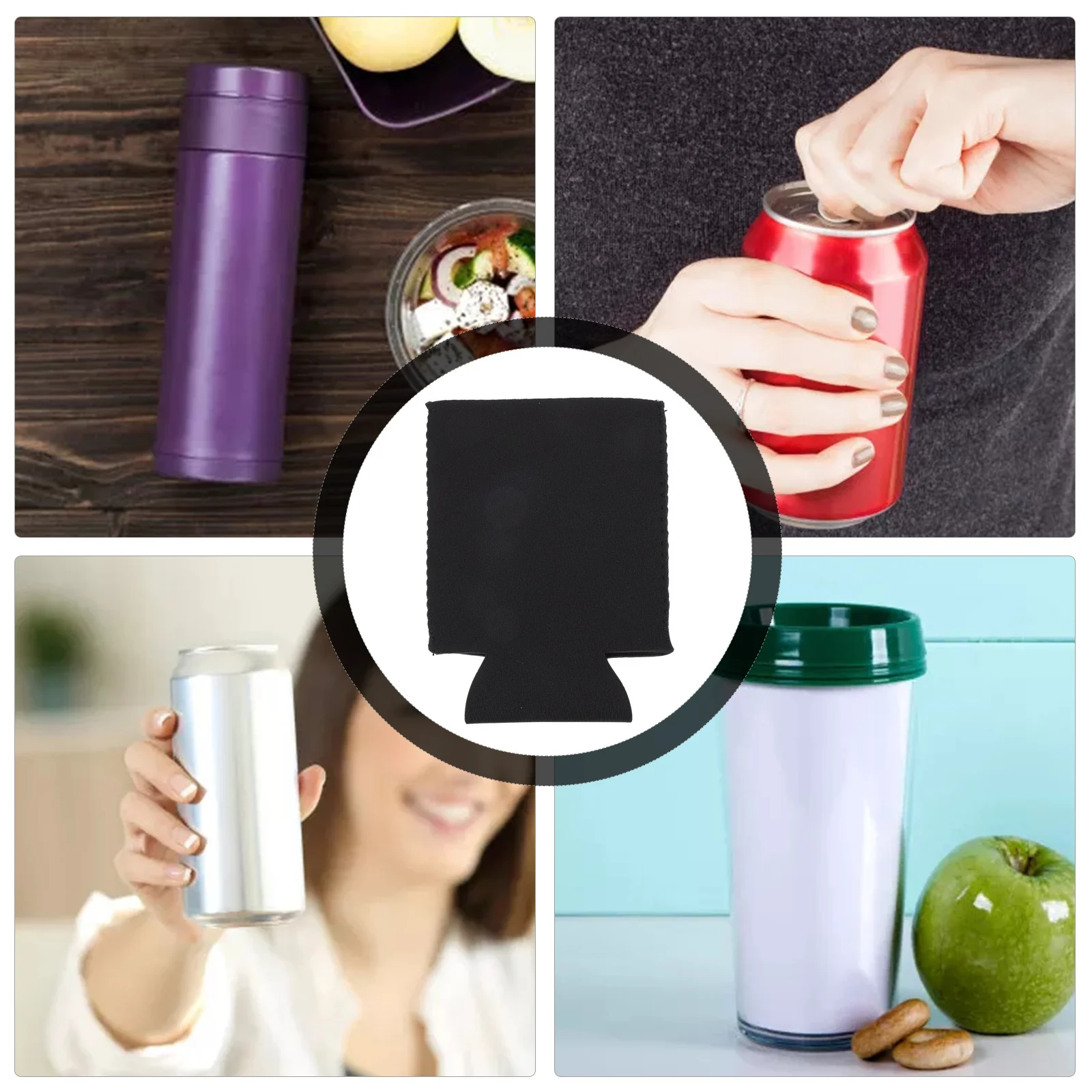 

10Pcs Collapsible Ring-Pull Can Sleeves Slim Lightweight Washable Reusable Heat Cold Insulated Drink Protectors for Outdoor