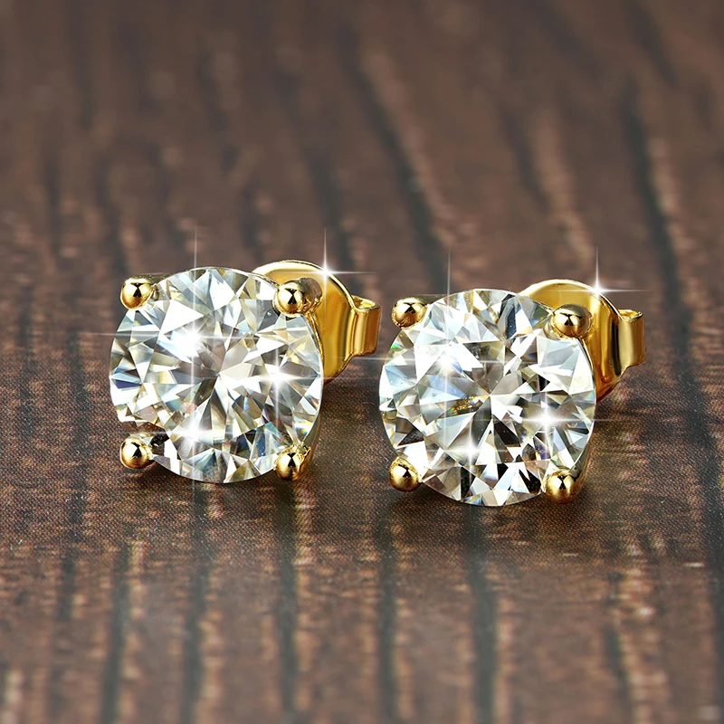 Lnngy 0,3-2CT Moissanit-Ohrstecker für Damen, 14 Karat Gold gefüllt, funkelnder Labor-Diamant-Ohrring mit vier Krallen und Zertifikaten – Detail 1