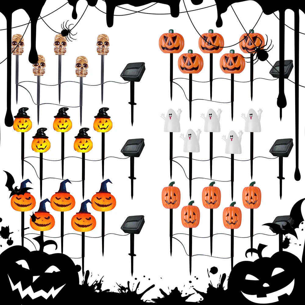 

5 Pack Solar Halloween Pumpkin Stake Lights Waterproof Halloween Decoration Outdoor Solar Lights for Garden Patio Yard Pathway