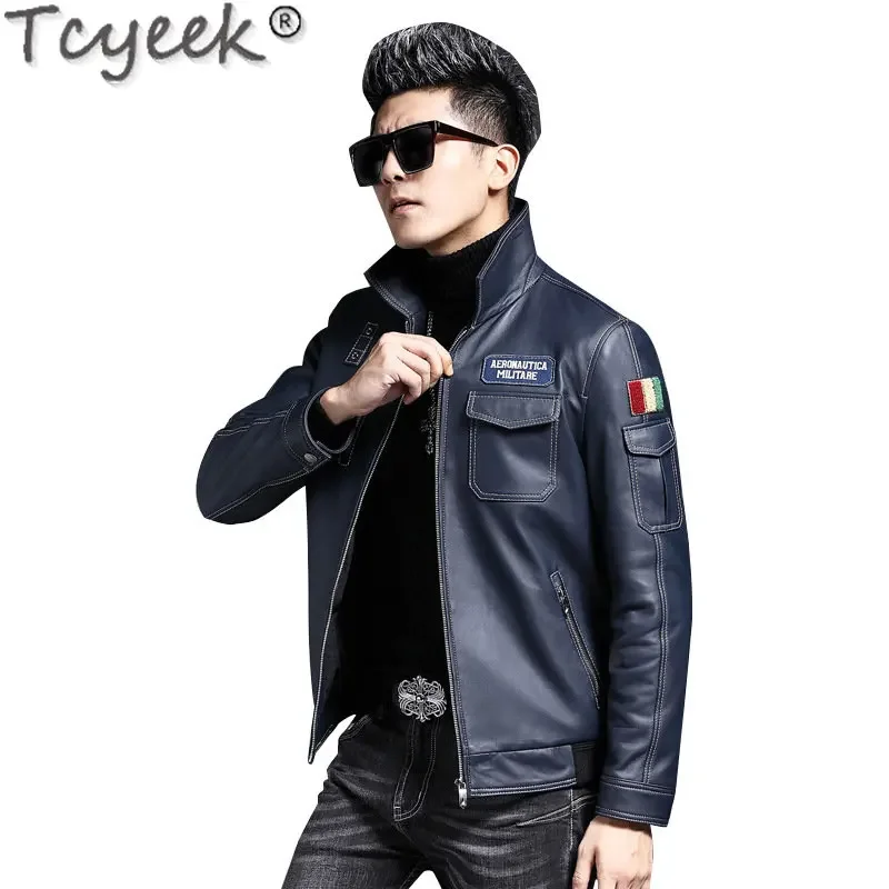 Tcyeek Spring Autumn Real Sheepskin Coat for Men Casual Genuine Leather Motocycle Jackets Man Clothing Jaqueta Couro Masculina - Image 5