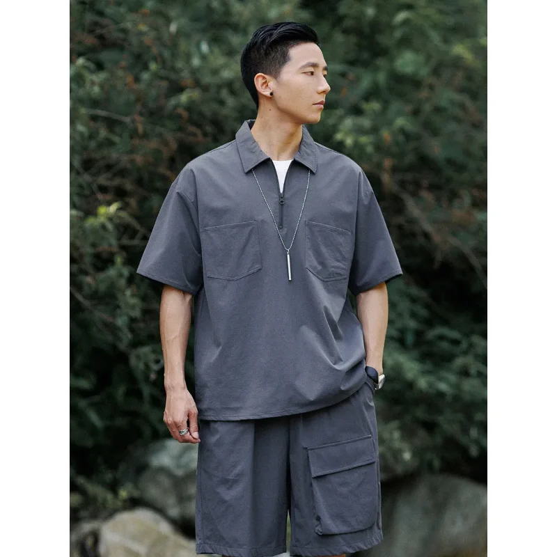 Men's Short-sleeved Summer Sports Elastic Short-sleeved T-shirt Outdoor Functional Work Wear Sweat-absorbent Breathable