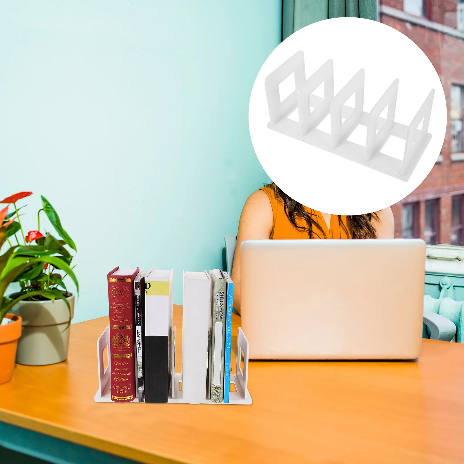 

Plastic Bookends Desktop Book Organizer File Holder Decorative Book Stand for Study Office Home Shelf Magazine Storage