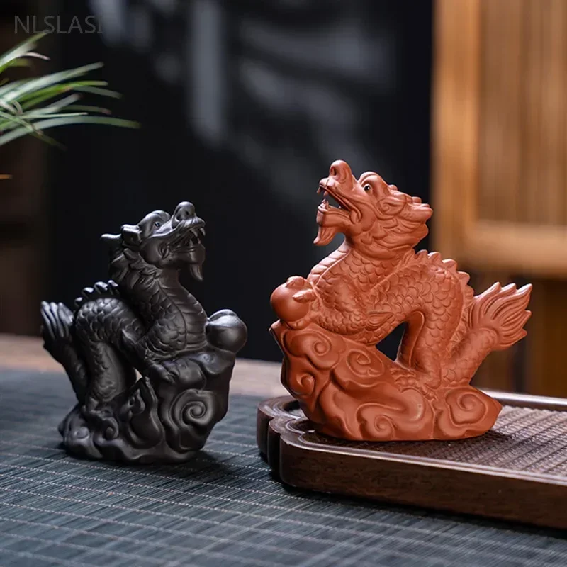 Creative Purple Sand 12 Zodiac Animal Decoration Chinese Handmade Tea Pet Lovely Feng Shui Tea Accessories Desktop Ornaments