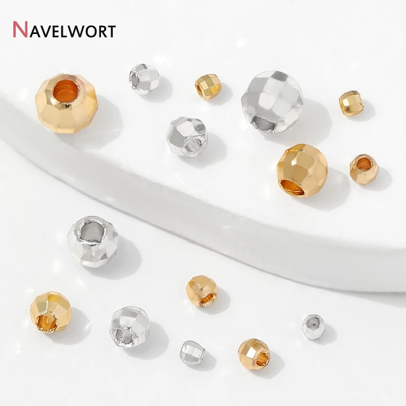 14K Gold Plated Brass Faceted Round Spacer Beads,Separator For Beads, For DIY Bracelet Necklace Making Accessories view 6