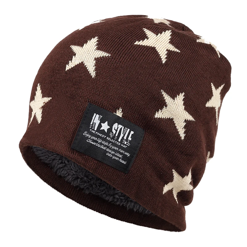 Fashion five-pointed star style wool hat fashion new autumn and winter thick knit hats outdoor windproof warm caps