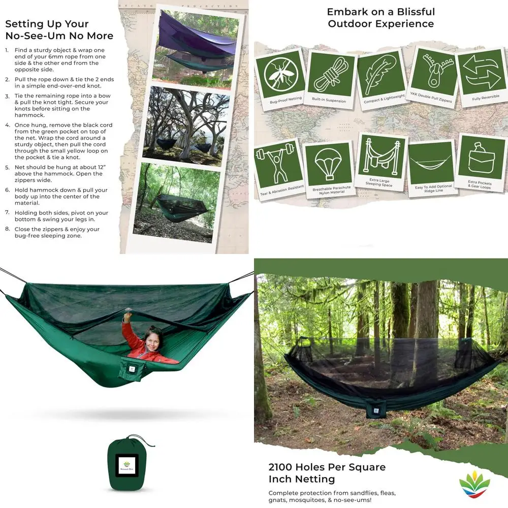 

Двусторонняя гамак-палатка с защитой от комаров: просторный, качественный сон, защита от насекомых для кемпинга, приключений