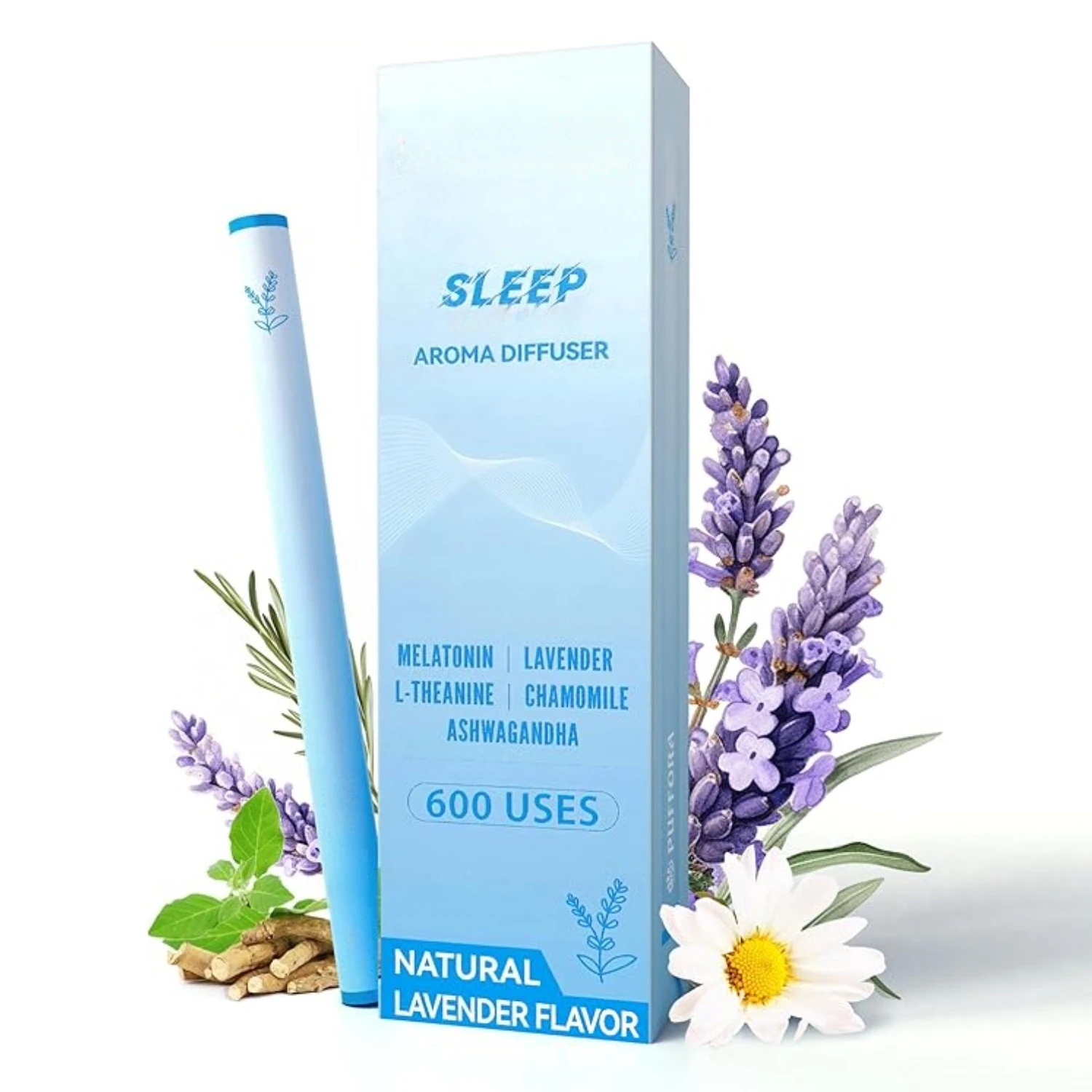 

Аромадиффузор-ручка на 600 применений с ароматерапевтическими палочками, содержащими экстракты лаванды, L-теанина и ашваганды, натуральные растительные эфирные масла