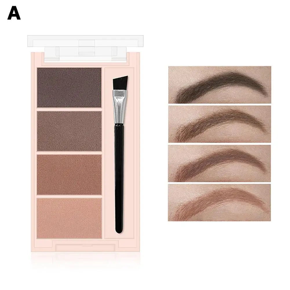 Eyeshadow Cake Makeup 4 Color Waterproof Eyebrow Powder + Palette Eyebrow Eye Professional Shadow Brow Eye Brush Enhancer M4U1