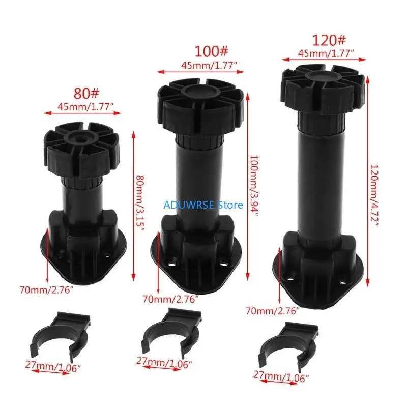 

Q6PE 4pcs Adjustable Height Cupboard Foot Cabinet Leg For Kitchen Bathroom