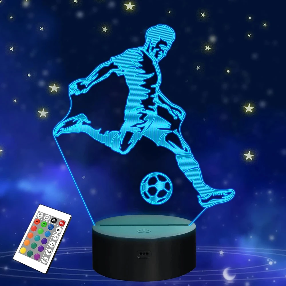 3D Led Night Light Anime Football Character Lionel Messi Home Decoration Fans Christmas Gift