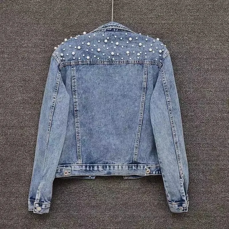 Women's Denim Jacket Korean Version Heavy Industry Fashion Nail Bead Short Style Loose Trendy Spring and Autumn New Style