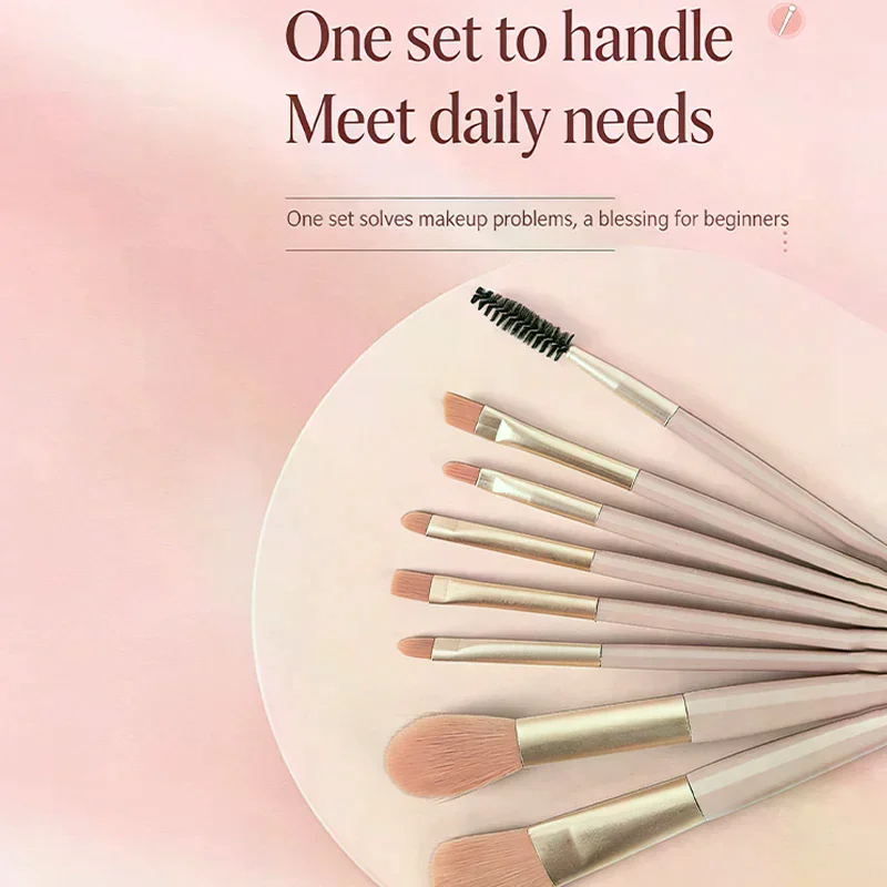 8Pcs Makeup Brush Set - Concealer Blush Loose Powder Eye Shadow Highlighter Foundation Brushes Beauty Tools