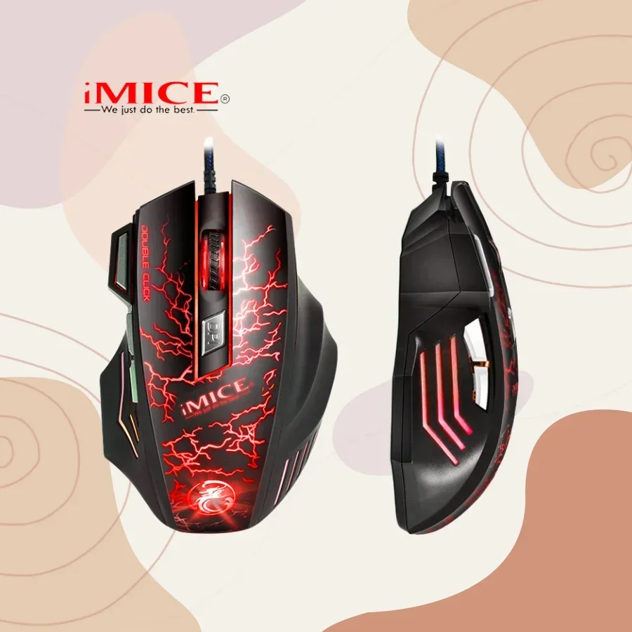 IMICE Brand Wired Mouse 3200DPI USB1.8M Wired Gaming Optical Mouse A7 Suitable For PC Laptops LOL Dota Professional Gamers