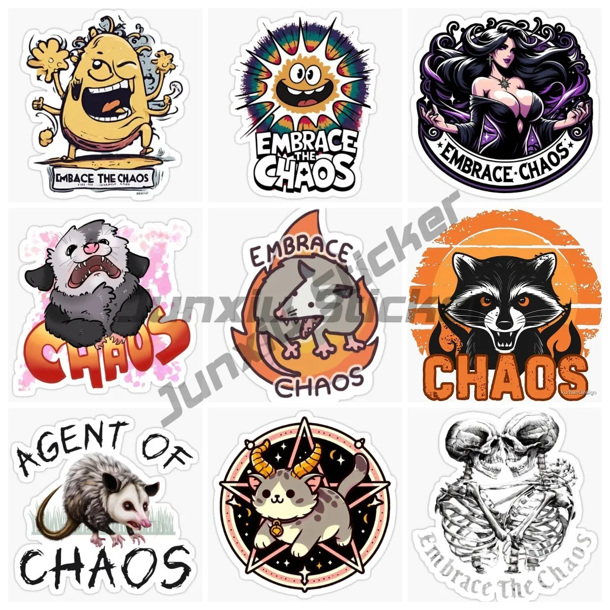 

Cartoon Animation Embrace Chaos Vinyl Sticker Car Truck Vehicle Bumper Decal Personalit Accessories Decal