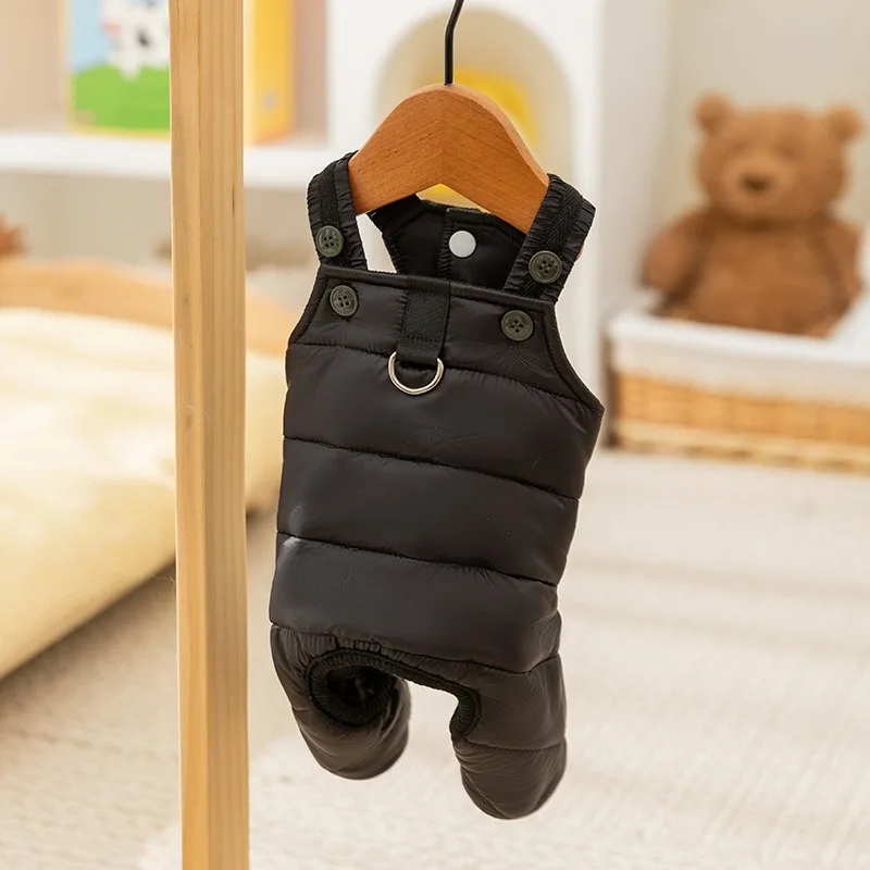 Teddy Solid Colour Strappy Trousers Dog Winter Warm Cotton Jacket Puppy Four Legs Clothes Pet Onesie Pet Supplies