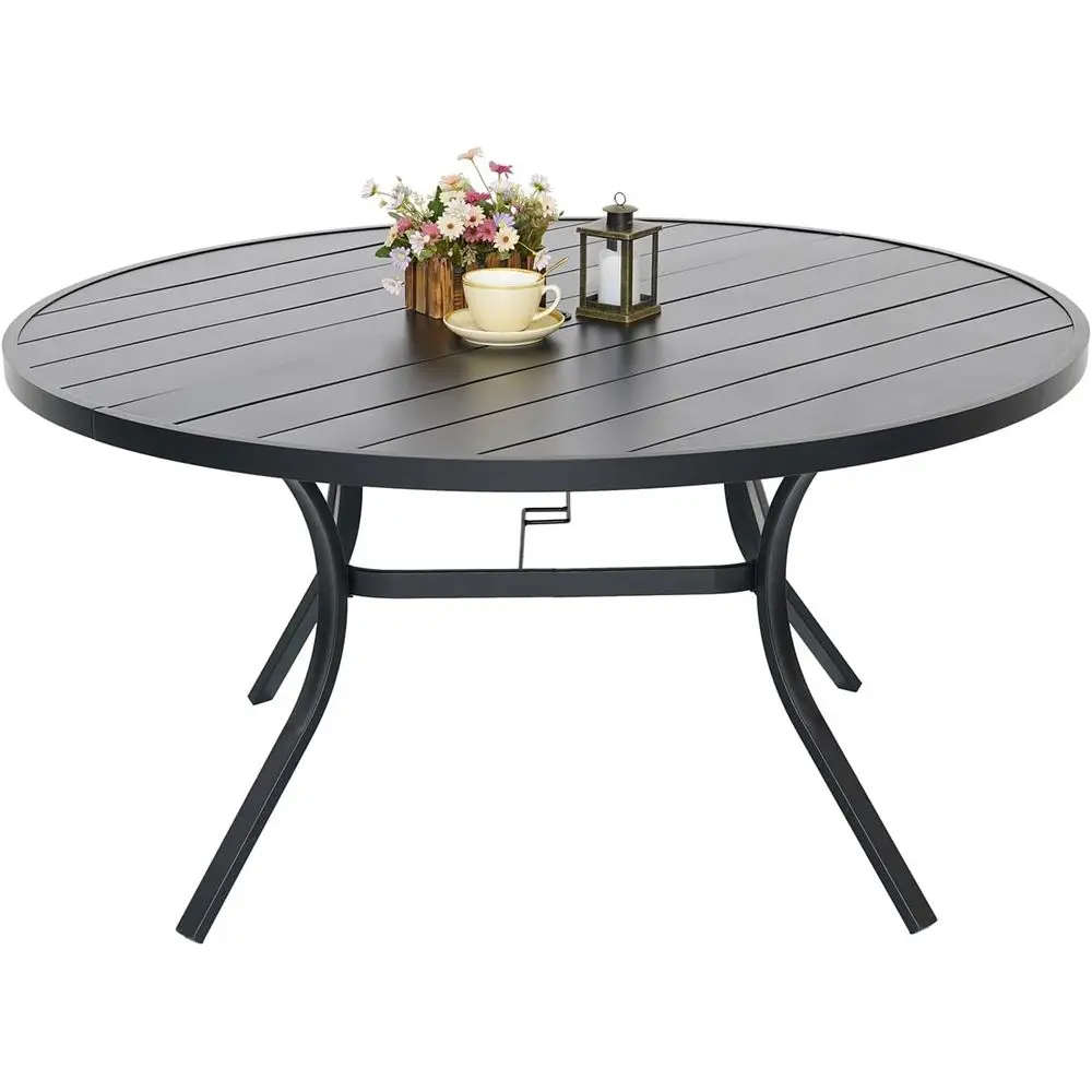 

58 Круглый стальной обеденный стол на открытом воздухе, сиденья 8 для патио