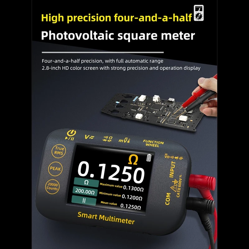 A82I-S40 Mini Digital Multimeter Rechargeable High Precision Photovoltaic Multimeter True RMS 20000 Count Voltage Tester
