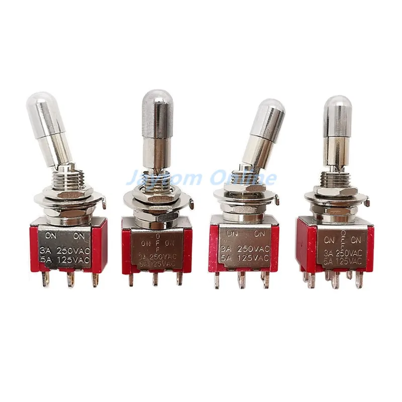 1pc SH T80-T Mini Toggle Switch Round Top Anti-mishandling Locking Lever 6.35mm Panel Mount 3Pins 6Pins 2/3 Positions ON OFF ON