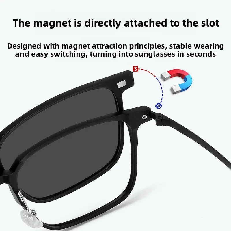56-18 HD الاستقطاب وصفة طبية النظارات الشمسية المغناطيسي 3 في 1 TR90 إطار نظارات الرجال نظارات للقيادة النظارات الطبية