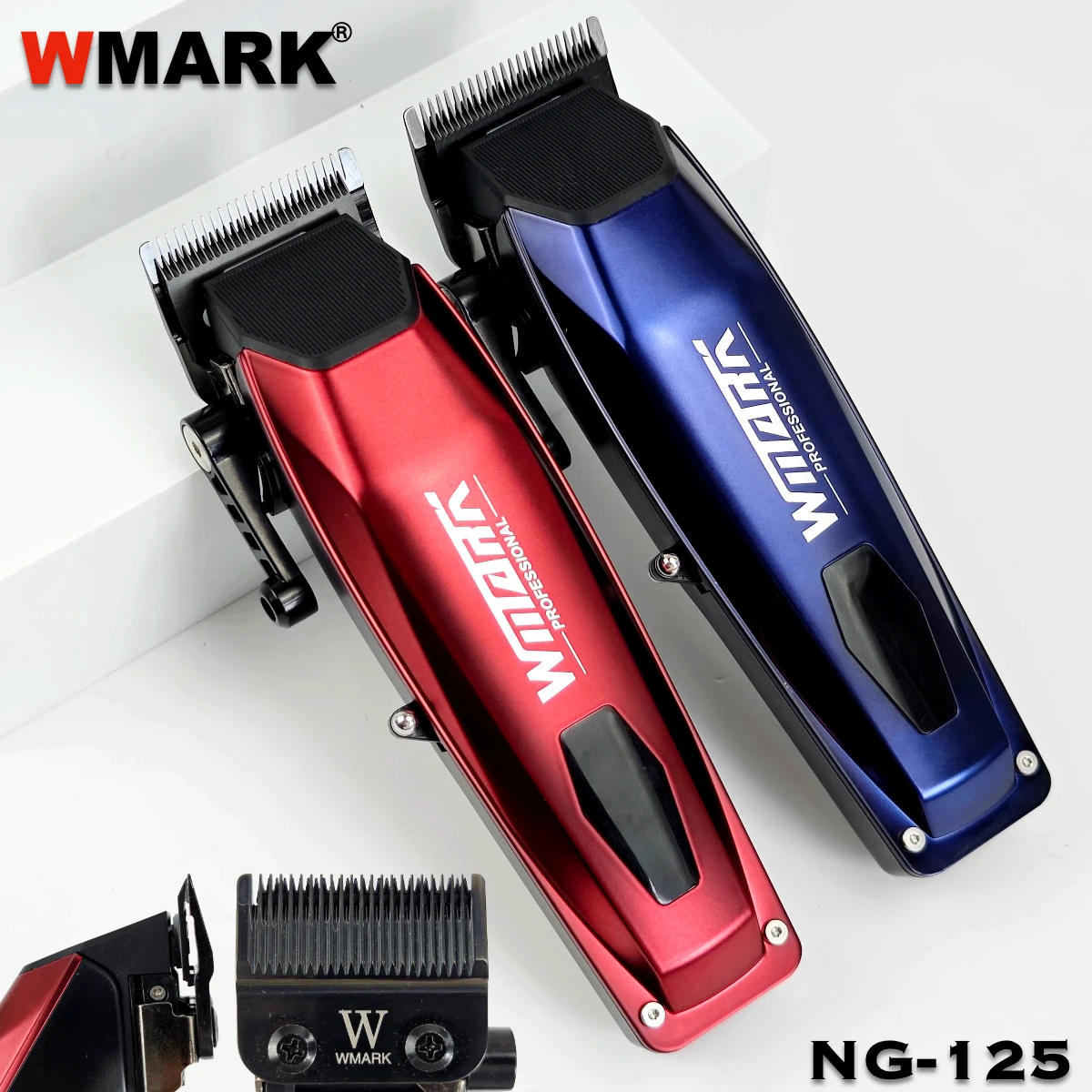 WMARK NG-125 profesyonel elektrikli saç makasları 7500RPM döner Motor yağ kafa berber dükkanı düzeltici adam bıçak 5 ayarlamaları için