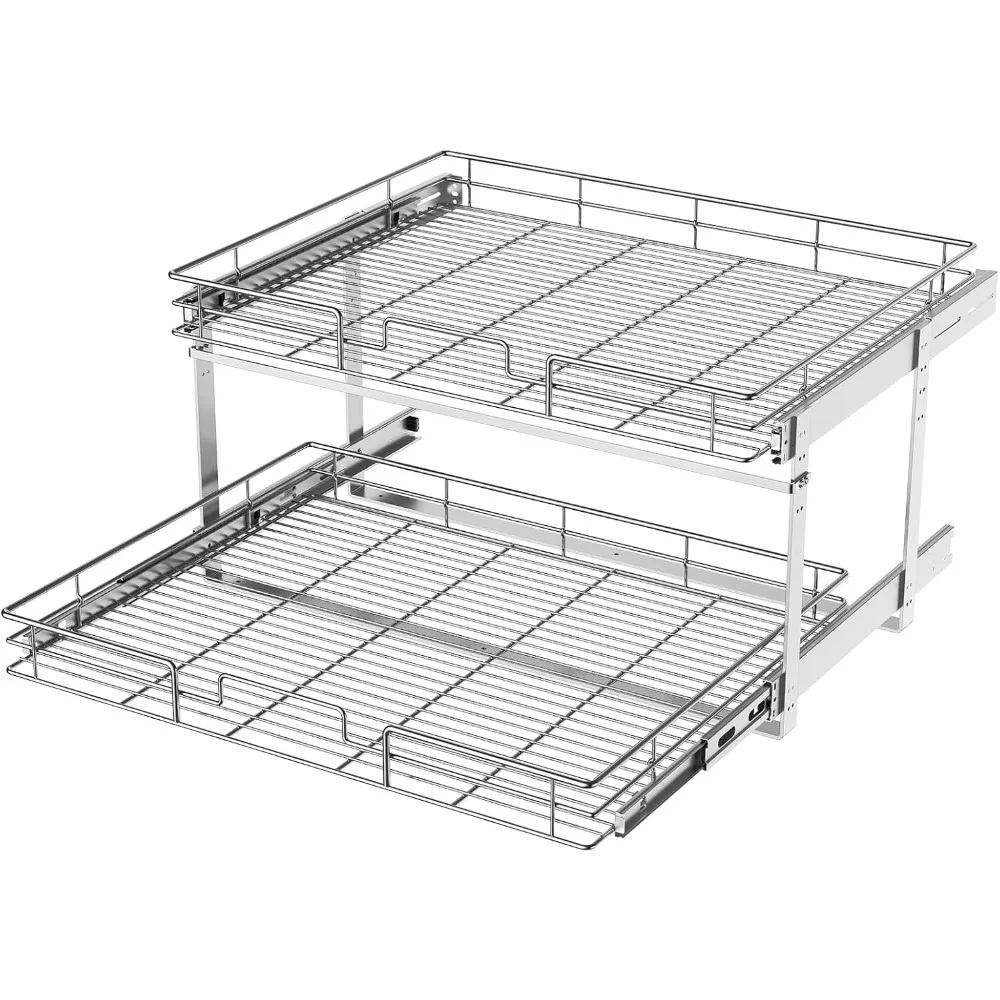 

2 Tier 31½"W x 21½"D, Individual Pull Organizer Kitchen Cabinet Storage Sliding Shelves