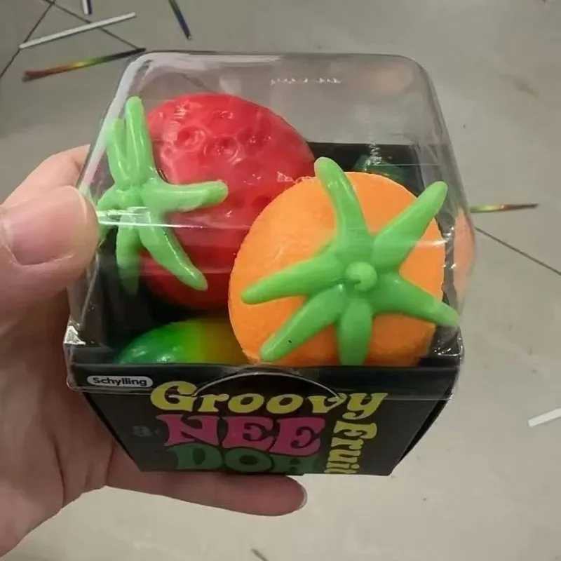 3 PCs- New Trend Virus Simulation Strawberry, Orange and Banana Soft Toys Slow-rising and Decompression Extrusion Toys