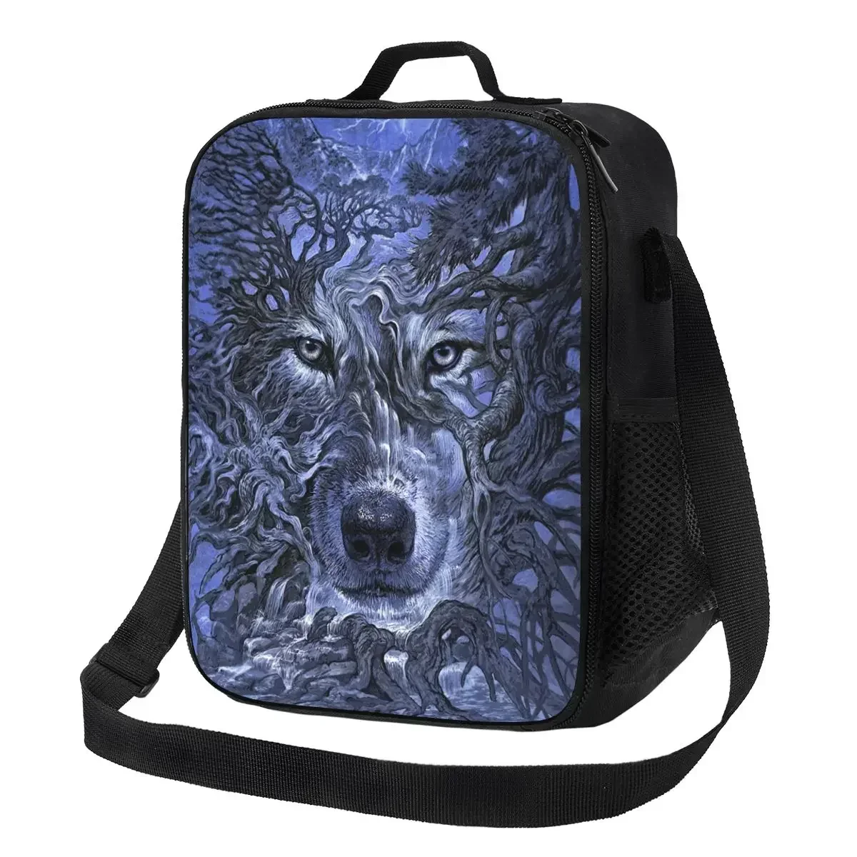 Wolf Tree Thermal Insulated Lunch Bags Women Animal Portable Lunch Container for Outdoor Camping Travel Storage Bento Food Box