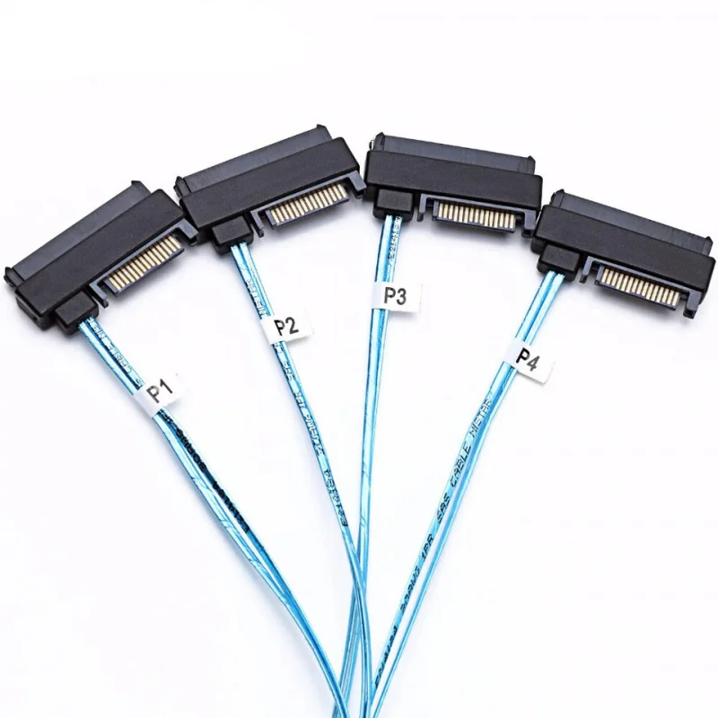 New Mini SAS HDD SFF 8643 to 4 SFF 8482 Connectors with Power Port 1M Cable for Hard Drive