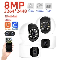 Tuya 8MP WiFi IP Camera Dual Lens Baby Monitor Color Night Vision Human Automatic Tracking Video Smart Home Surveillance Camera