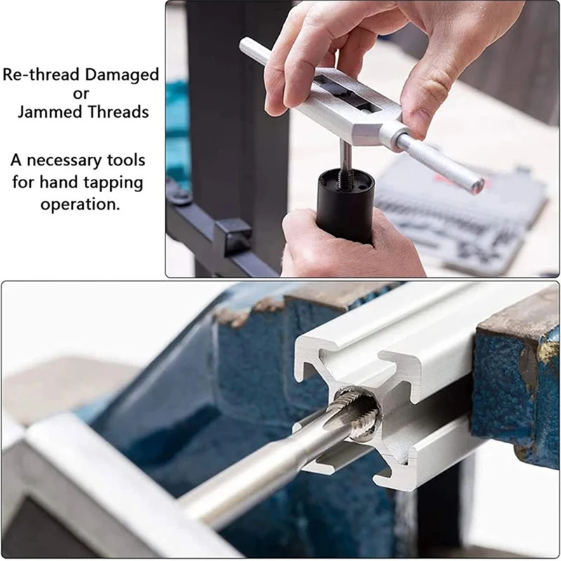 Chiave per fresatura tipo T con rubinetto regolabile 8 in 1 con rubinetti in acciaio ad alta velocità M3-M12 Utensile manuale per supporto per trapano con filettatura