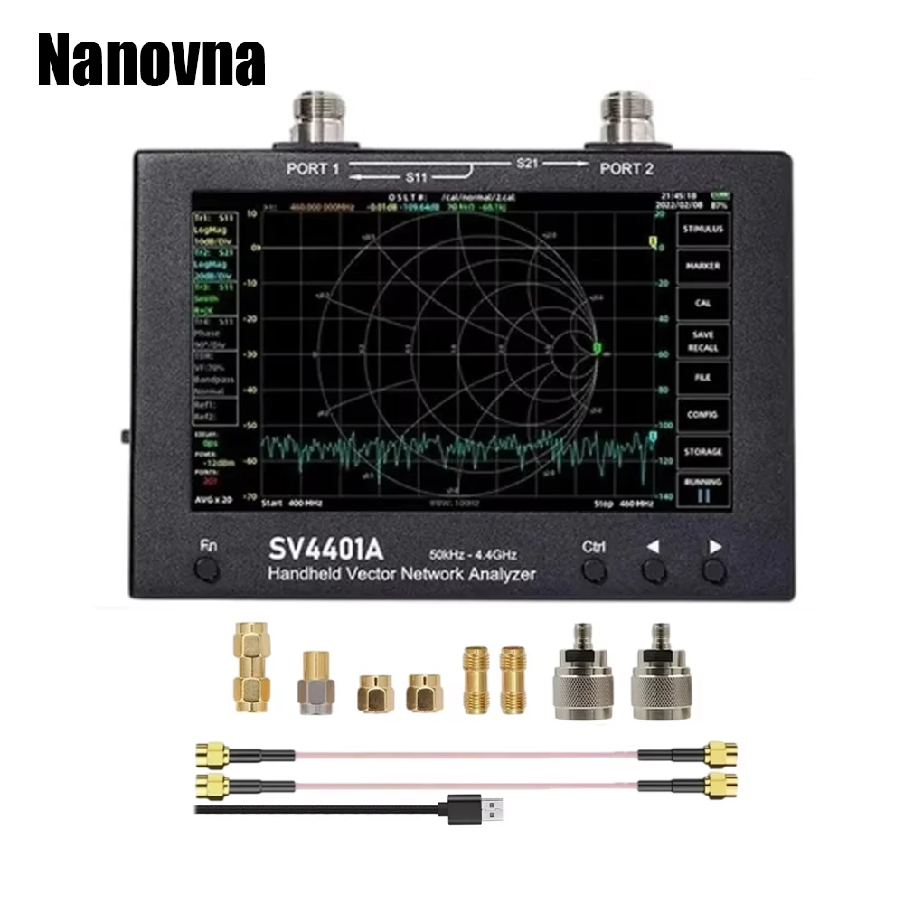 Nanovna SV4401A 50KHz-4,4 GHz Vector Netwerk Analyzer 100dB Dynamische VNA 7-inch Touch LCD Intern geheugen MF/LF/HF/VHF/UHF Band