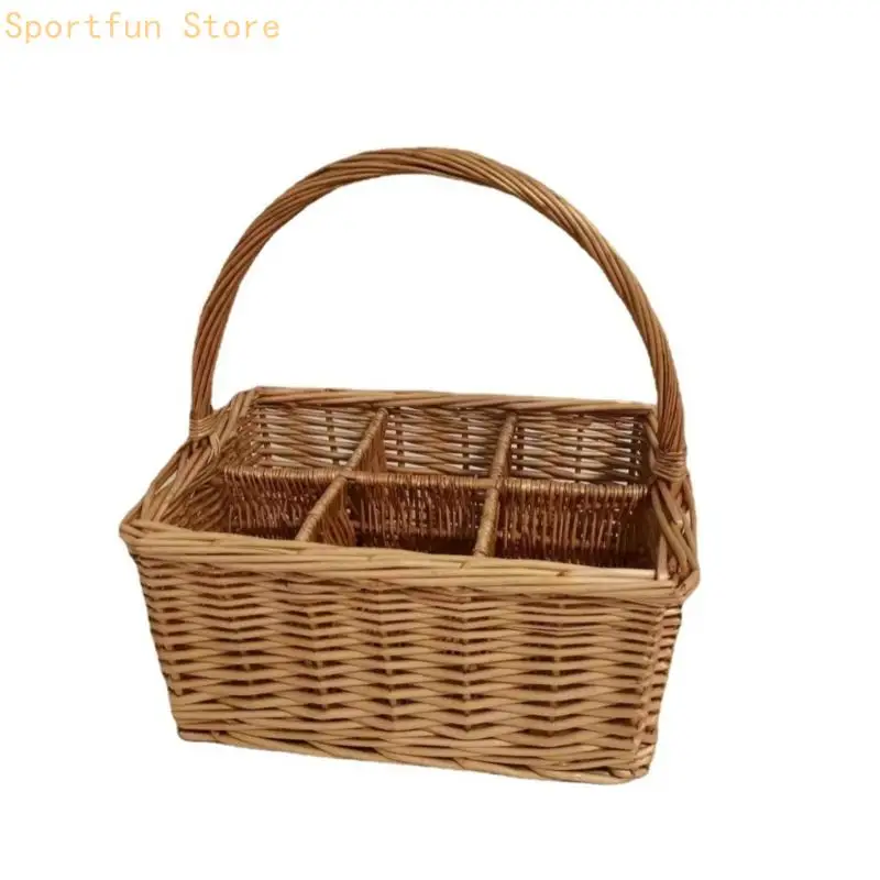 Wicker Weaving Hanging Basket Camping Flower Wicker Basket Handmade Basket X7JD