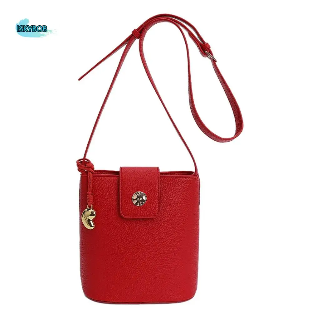 

Сумка-ведро из искусственной кожи с узором личи, сумка в корейском стиле, простая сумка на плечо, сумка для хранения, квадратная большая сумка на открытом воздухе