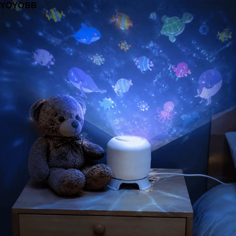 360 Degree Rotating Dreamy Ocean Projector Flexible Neck USB Rechargeable Ocean Projection Night Light Ocean-Themed Ocean World