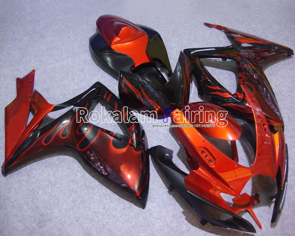 Body Kit For Suzuki GSXR600 GSXR750 K6 2006 2007 GSX-R600 GSX-R750 0607 Orange Red Motorcycle Fairing (Injection molding)