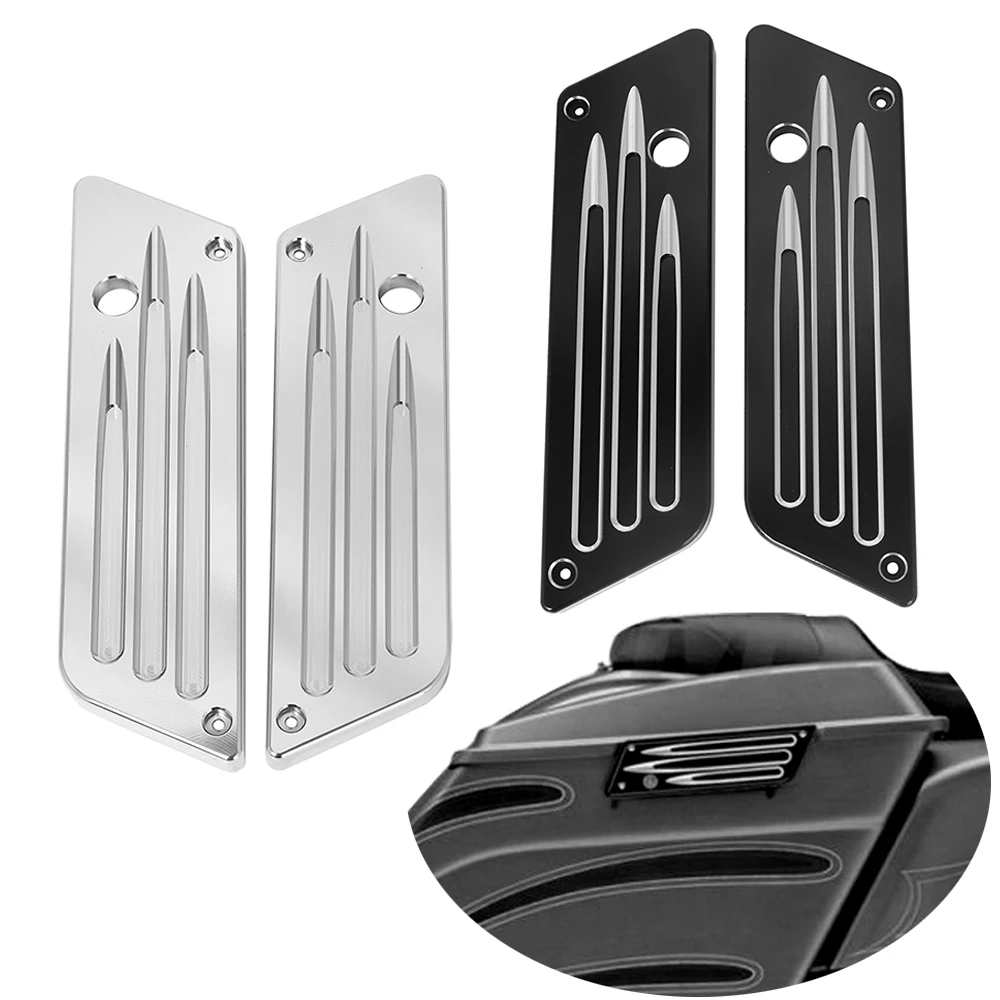 Motorcycle Hard Saddlebag Latch Cover Face For Harley Touring Street Glide Road King Electra Glide 1994-2013 Black Chrome