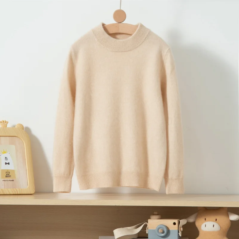 Boys Winter 100% Wool Sweater Casual boy Girl Sweater superior Knitted Cashmere Sweater O-Neck 1-14 year kids pullover Tops Coat