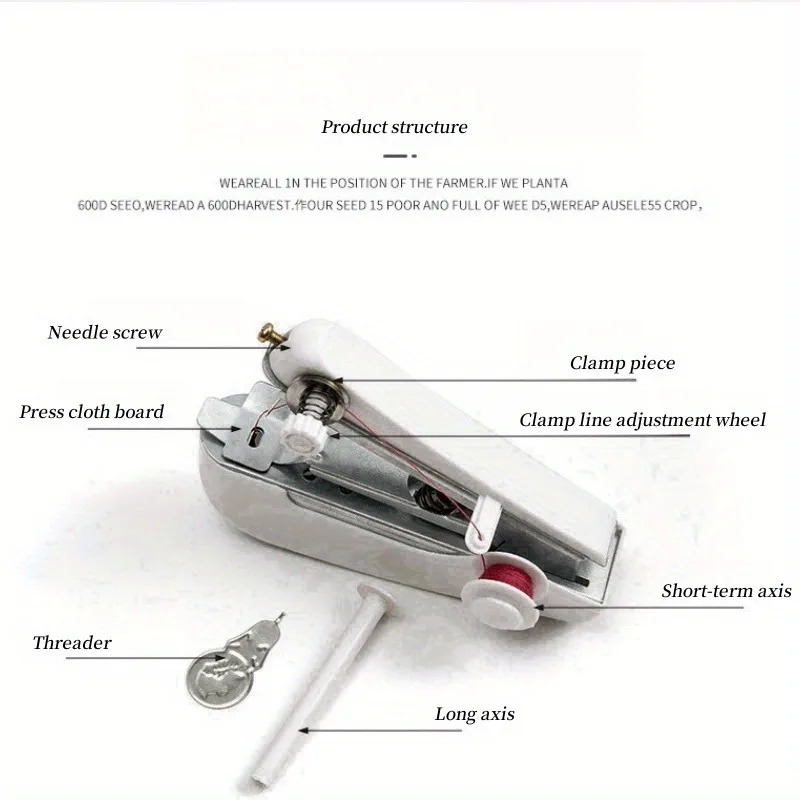 1pc White Portable Mini Sewing Machine Handheld Manual Easy Sewing Household Portable Tailor Machine Small Sewing Machine - view 5