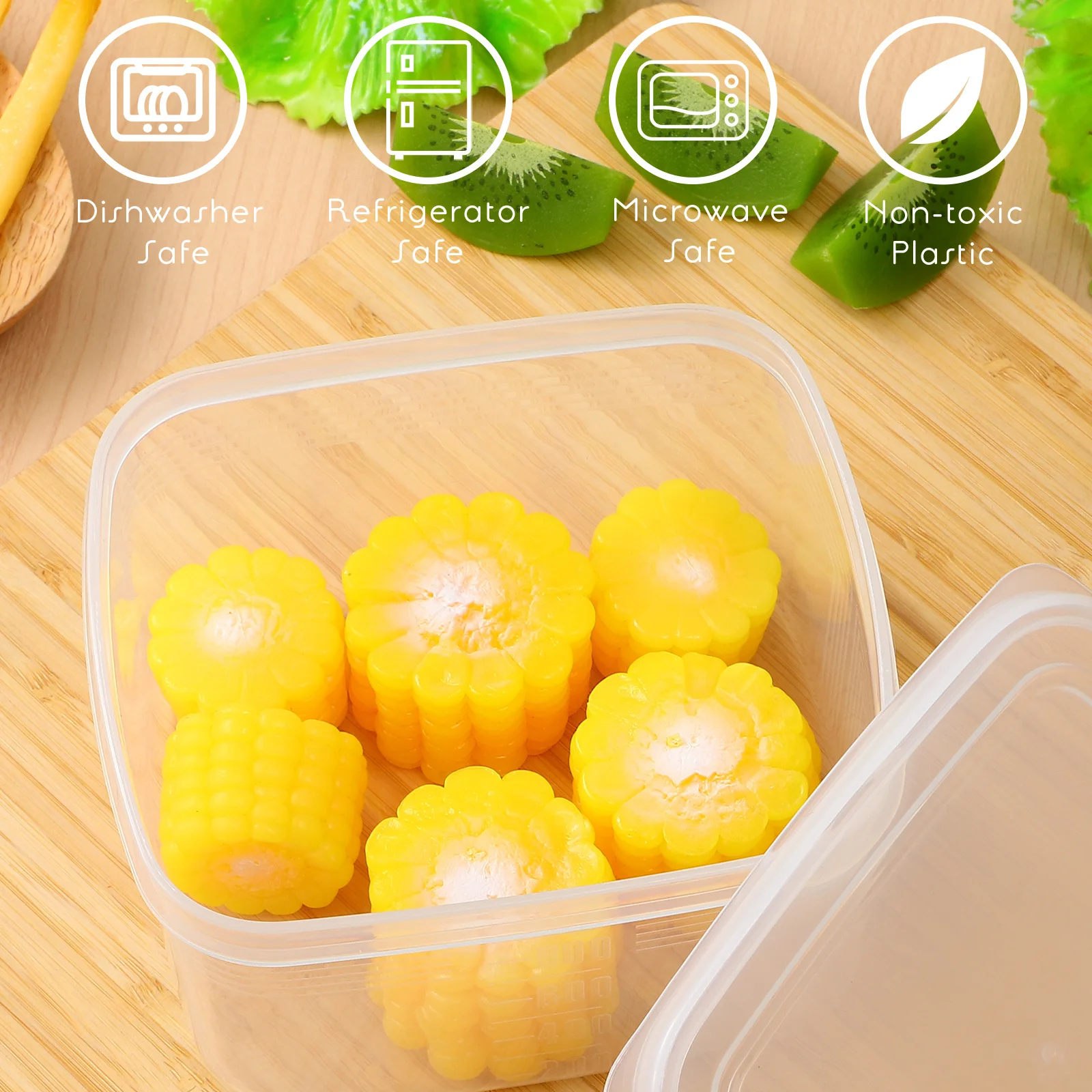 

8Pcs Clear Food Storage Box Fresh-Keeping Organizer Strong Seal Soft Lid Kitchen Containers for Meat Vegetable Refrigerator Food