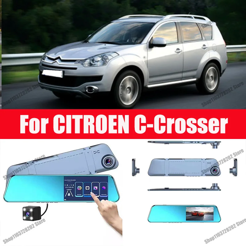 

For Citroen C Crosser Carplay Android GPS Dash Cam AUX FM Radio Dashcam Car Camera Stream RearView Mirror Drive Recorder