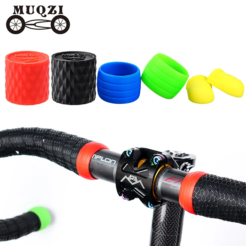 MUQZI 1 Pair Handlebar Tape Fixing Ring Bike Handlebar Silicone Protective Sleeve Dustproof Cover