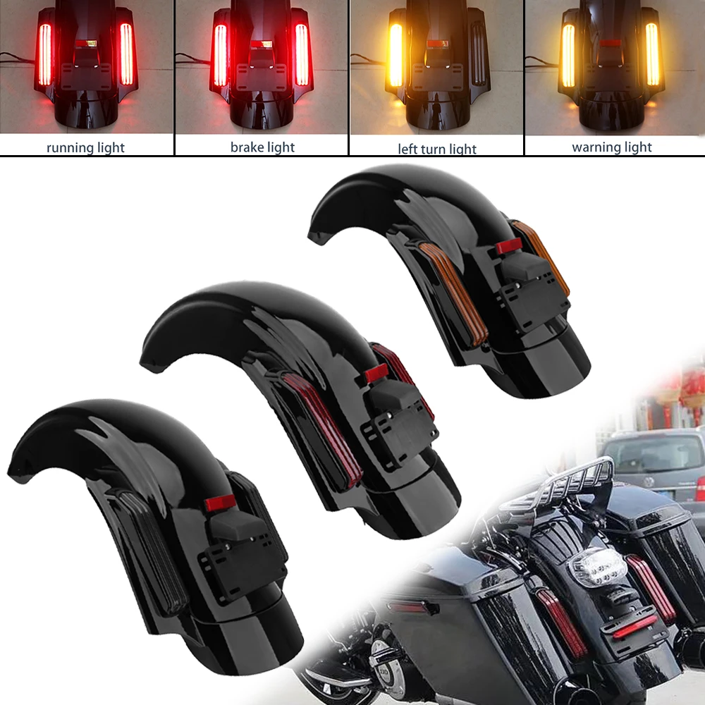 

Motorcycle LED CVO Style Rear Fender System Extension Fascia Set For Harley Touring Electra Glide FLHX Ultra Limited 09-13