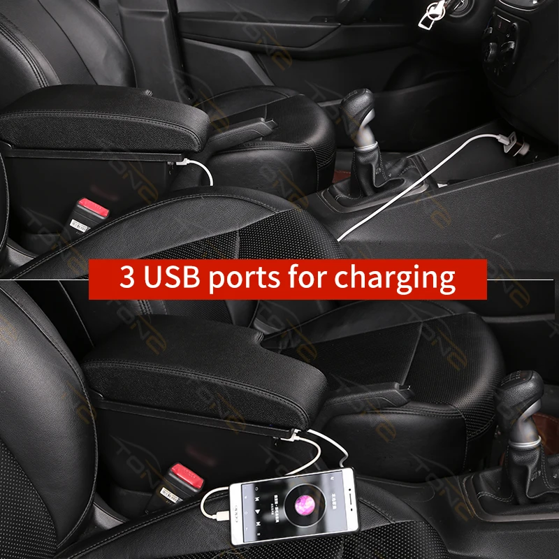 For Toyota Aqua Armrest For 2011~2020 Toyota Aqua Car Armrest Box Internal Modification USB Charging Car Accessories Storage Box