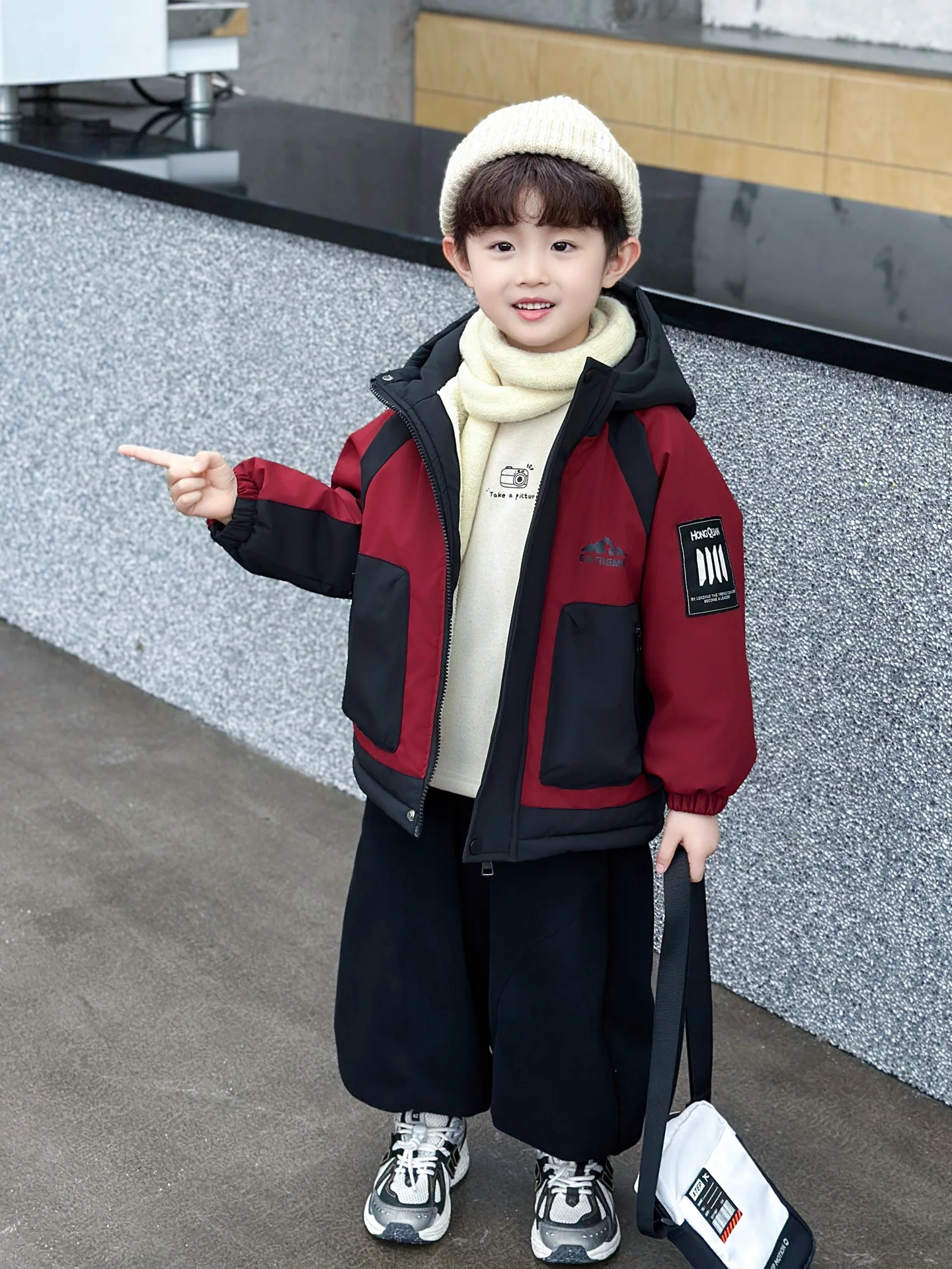 

Thiened Fce Boys Jaet Autumn Winter New Cool Sli Windbreaker Cotton Coat Boys Thiened Parka Cotton Clothes